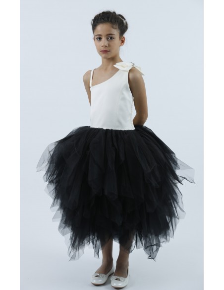 Robe de princesse fille ivoire et noir | Tiffany