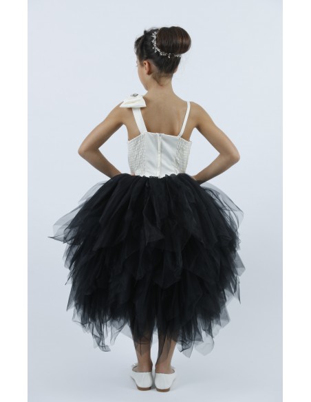 Robe de princesse fille ivoire et noir | Tiffany