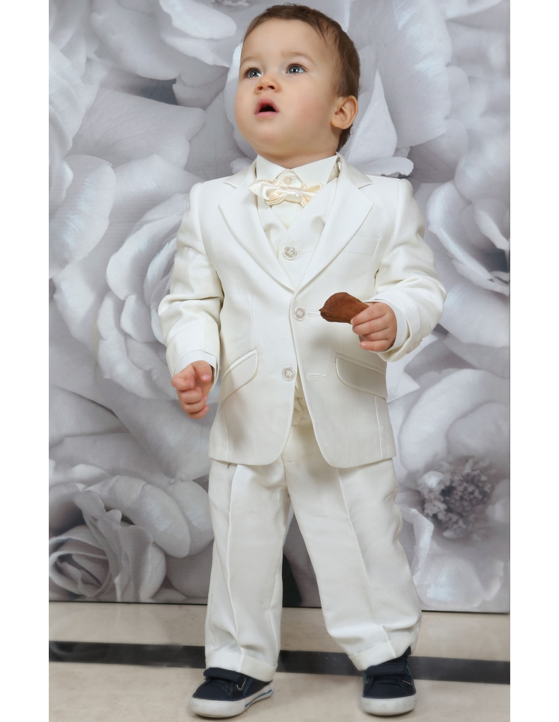 Tenue cérémonie ensemble costume baptême bébé garçon blanc 2 pièces