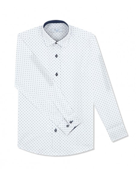 Chemise garçon imprimée | Bleu et Blanc