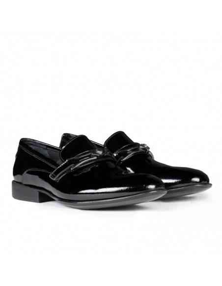 Mocassins Enfant de Cérémonie cuir | Noir vernis