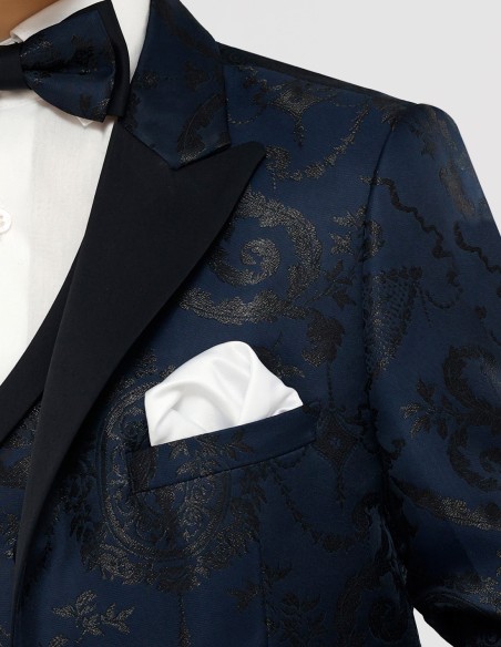 Costume Enfant Cérémonie à Motif fleuri Bleu Marine - Lucas