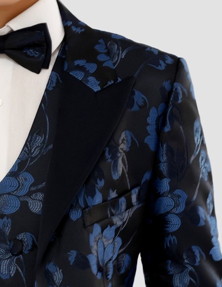 Costume Enfant de Cérémonie à motif floral bleu Roi Armand