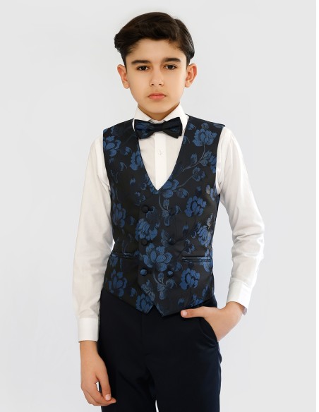 Costume Enfant de Cérémonie à motif floral bleu Roi Armand