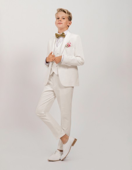 Costume 4 Pièces Pour Enfant - Pour Mariage, Baptême, Communion - Pantalon, Chemise, Gilet, Cravate - Couleurs Assorties - Taille Ajustable