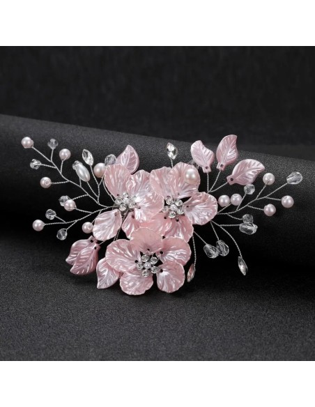 BARETTE CHEVEUX ENFANT  DE FLEURS ROSE