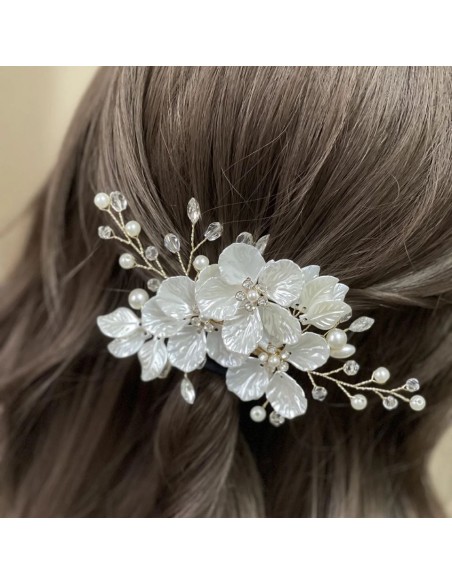 BARETTE CHEVEUX ENFANT  DE FLEURS IVOIRE