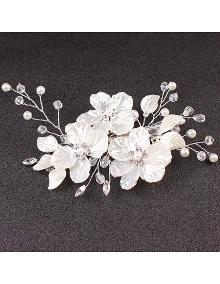 BARETTE CHEVEUX ENFANT  DE FLEURS IVOIRE