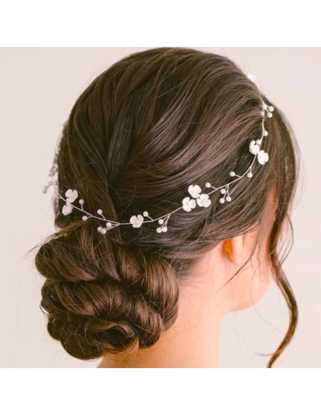 COURONNE DE FLEURS PERLES CHEVEUX FILLE