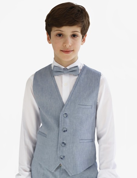 Ensemble Enfant Lin Bleu Ciel pour Cérémonie