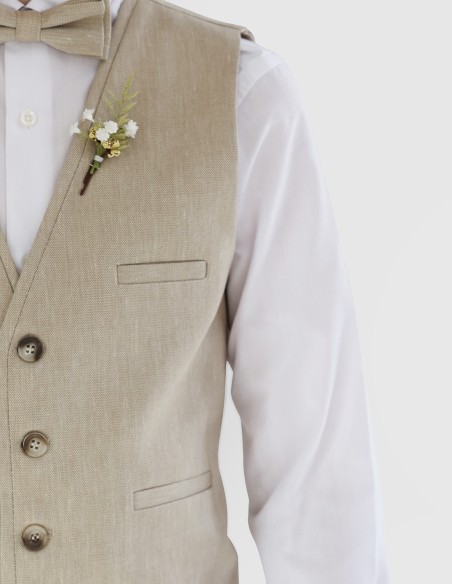 Ensemble Enfant Lin Beige pour Cérémonie