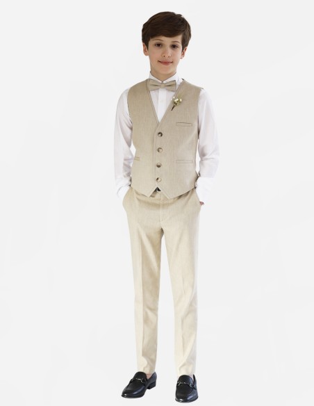 Ensemble Enfant Lin Beige pour Cérémonie Ensemble Enfant Lin Beige pour Cérémonie