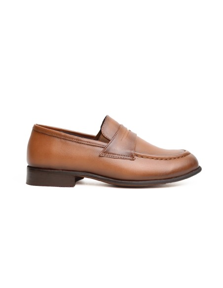 Mocassins Enfant en Cuir Camel pour Cérémonie