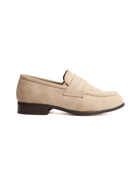 Mocassins Enfant Garçon en Daim Beige Cérémonie