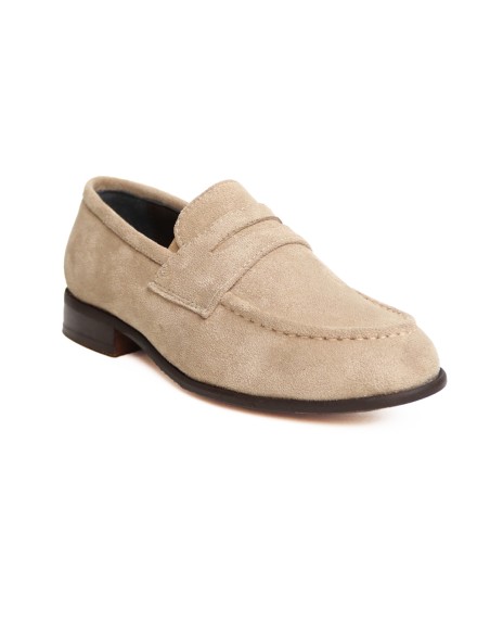 Mocassins Enfant De Cérémonie en Daim Beige