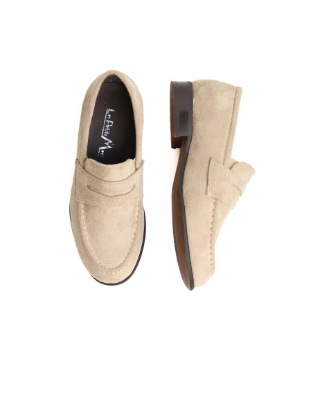 Mocassins Enfant De Cérémonie en Daim Beige