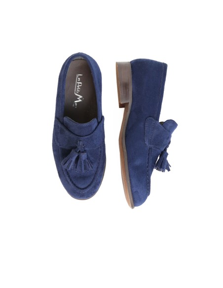 Mocassins Enfant Cuir Daim pour Cérémonie | Bleu