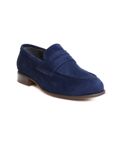 Mocassins Enfant De Cérémonie en Daim Bleu