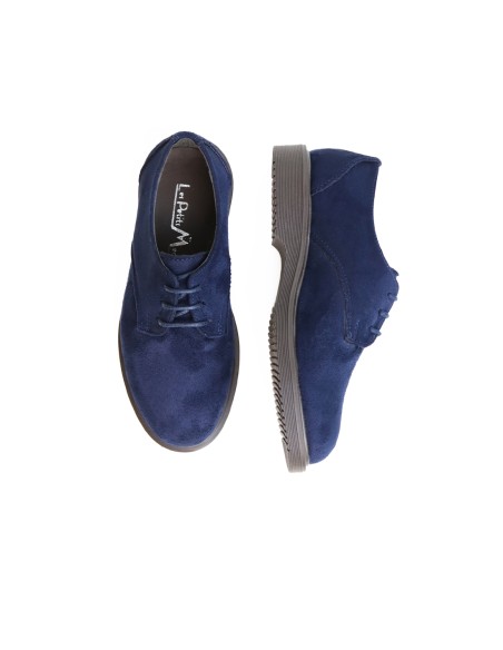 Derbies Enfant Bleu Marine en Daim