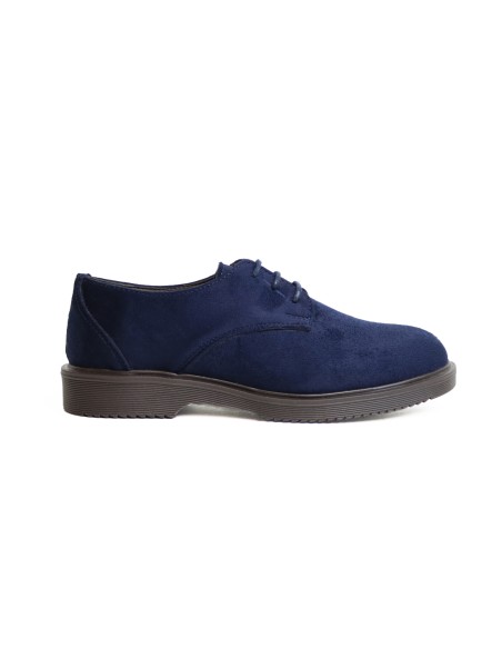 Derbies Enfant Bleu Marine en Daim Cuir