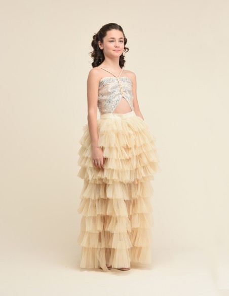 Robe pour Fille de Cérémonie et Mariage - Doré