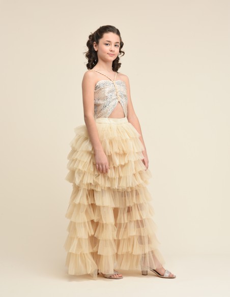 Robe pour Fille de Cérémonie et Mariage - Doré