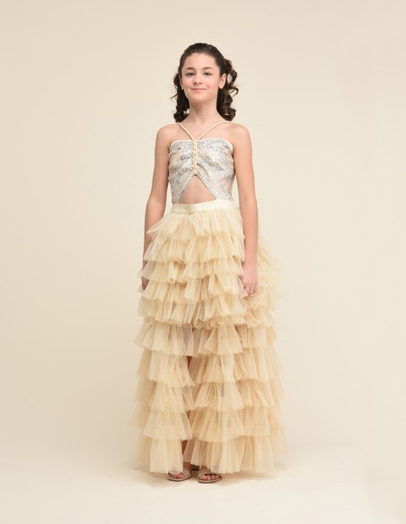 Robe pour Fille de Cérémonie et Mariage - Doré