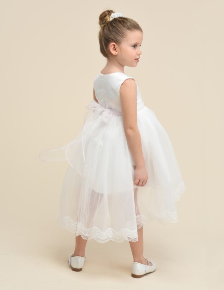 Robe pour Bébé Fille de Mariage et Baptême Ivoire