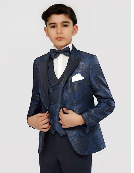 Costume Enfant Bleu Marine à Motif fleur  | Lucas