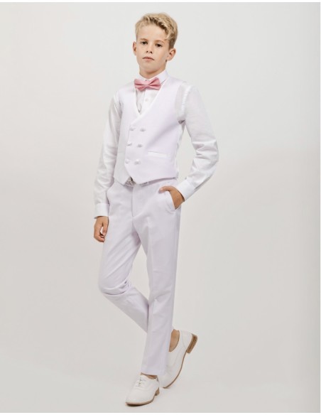 Tenue de Communion Enfant gilet & pantalon | Blanc