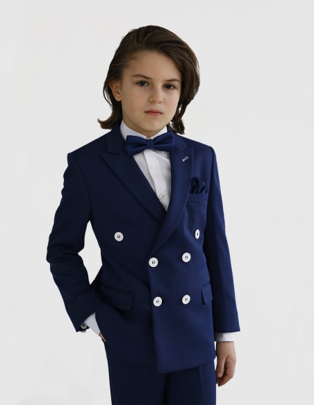 Costume Garçon de Cérémonie Bleu Roi Croisé