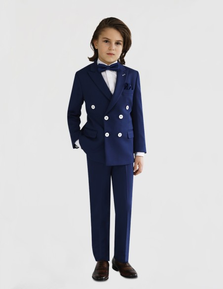 Costume Garçon de Cérémonie Bleu Roi Croisé