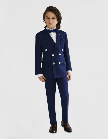 Costume Garçon de Cérémonie Bleu Roi Croisé