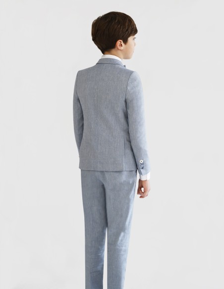 Costume Enfant de Cérémonie en Lin Bleu - Sacha