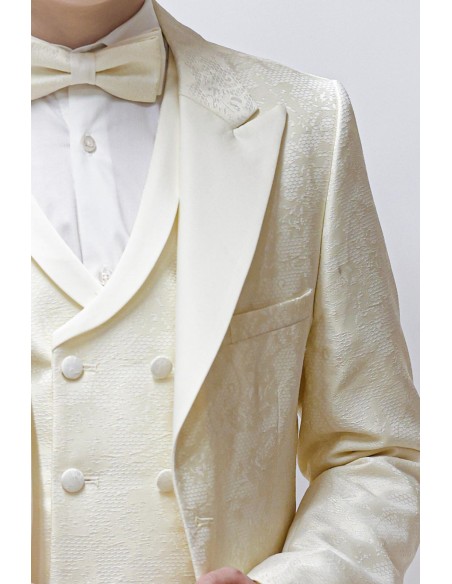 Costume Enfant de Cérémonie à Motifs fleuris - Lucas Beige-ivoire