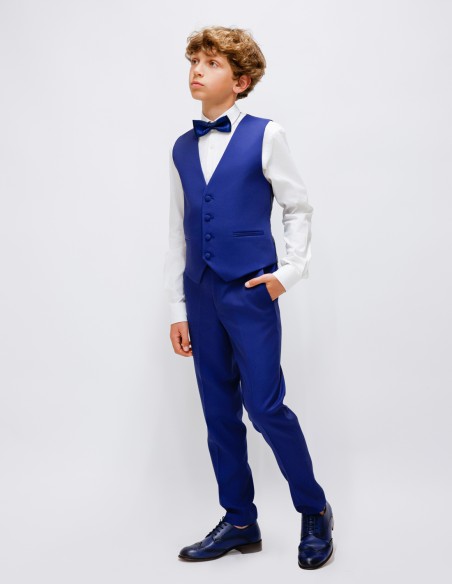 Costume Garçon de Mariage à Col Mao Bleu roi - Charles