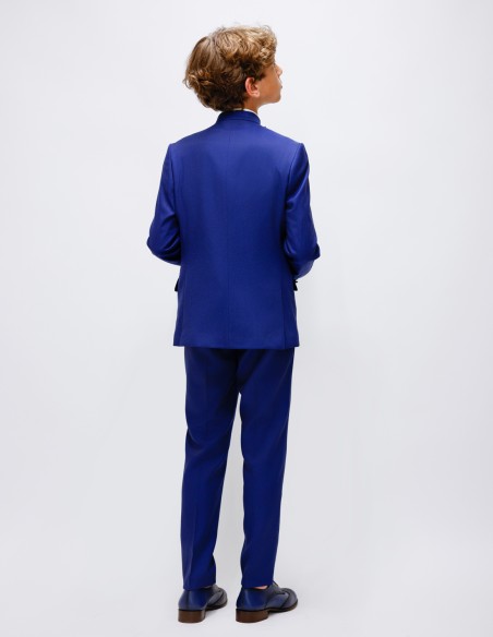 Costume Garçon de Mariage à Col Mao Bleu roi - Charles