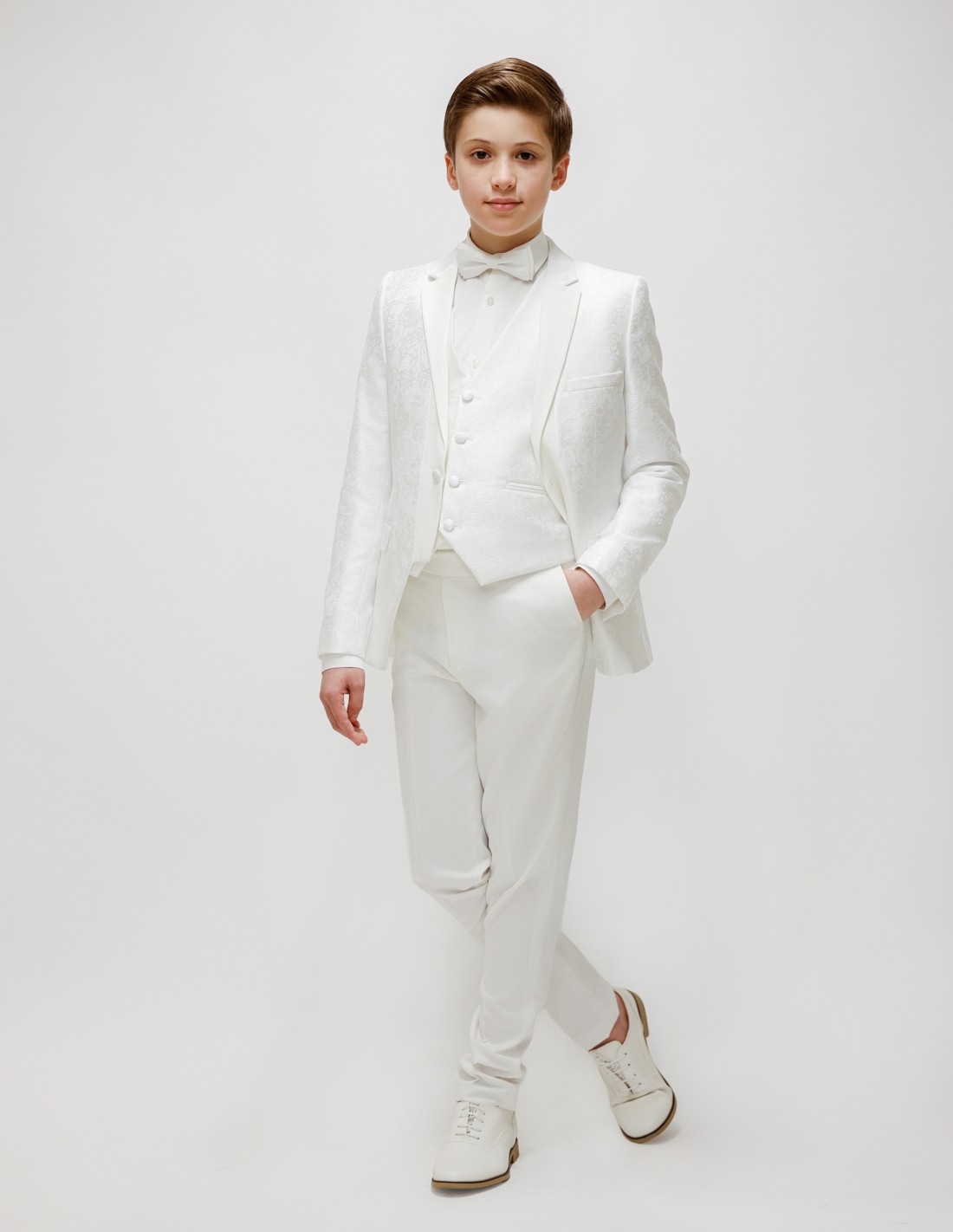 Costume Garçon Chic – Blazer Brodé + Pantalon, Polyester, Coupe Slim, Pour Mariage, Cérémonie