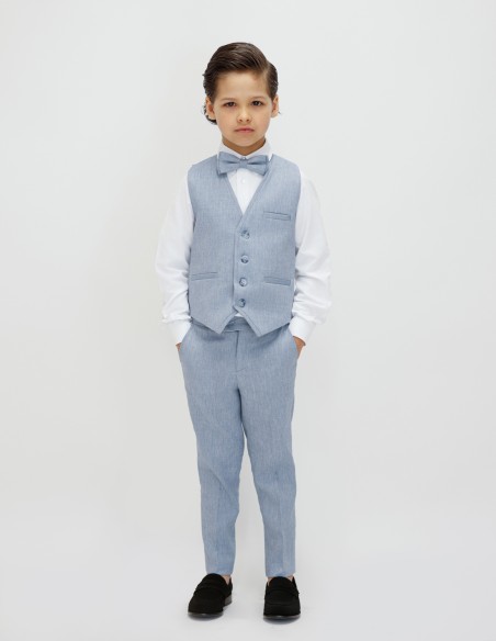 Tenue Mariage Enfant été Lin bleu