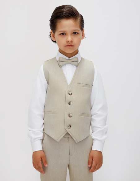 Ensemble Enfant Lin Beige pour Cérémonie