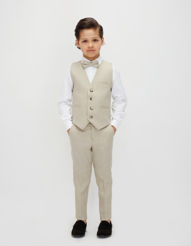 Ensemble Enfant Lin Beige pour Cérémonie