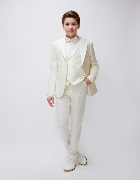 Costume Enfant de Cérémonie à Motifs fleuris - Lucas Beige-ivoire