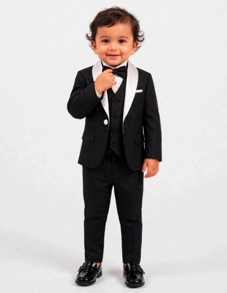 Tenue de Cérémonie Bébé Garçon Noir et Ivoire