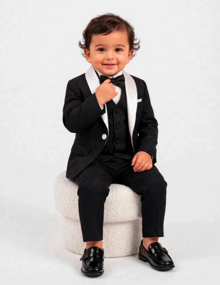 Tenue de Cérémonie Bébé Garçon Noir et Ivoire