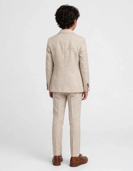 Costume Enfant en lin Beige de Cérémonie 2 Pièces