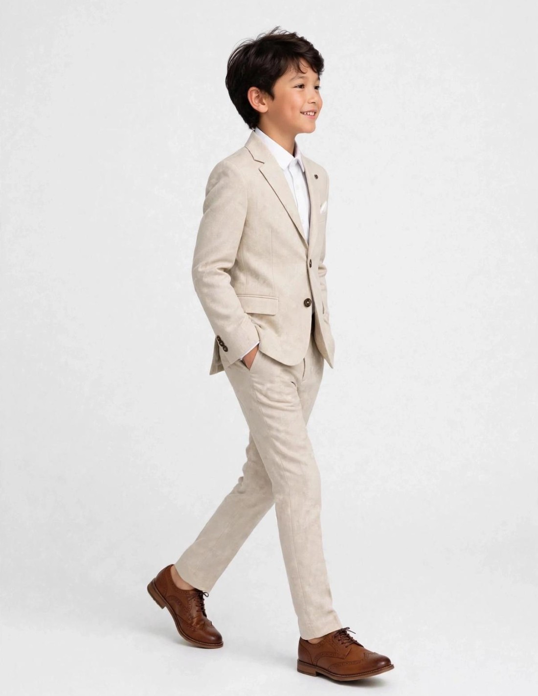 Costume Enfant en lin Beige de Cérémonie