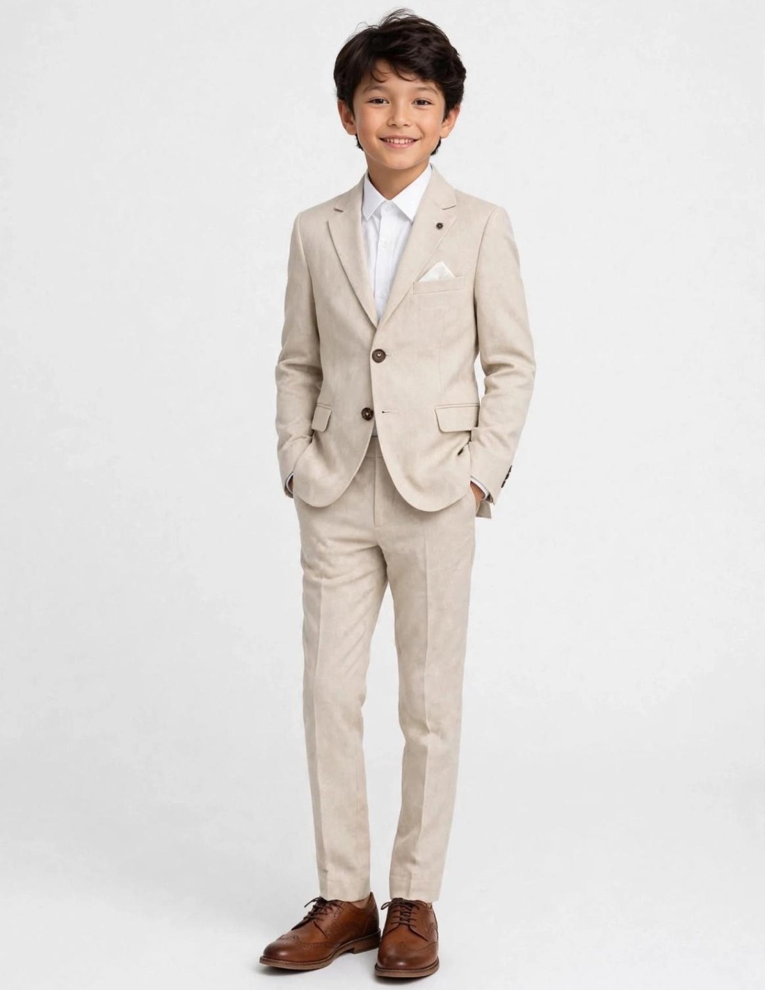 Costume Enfant en lin Beige de Cérémonie 2