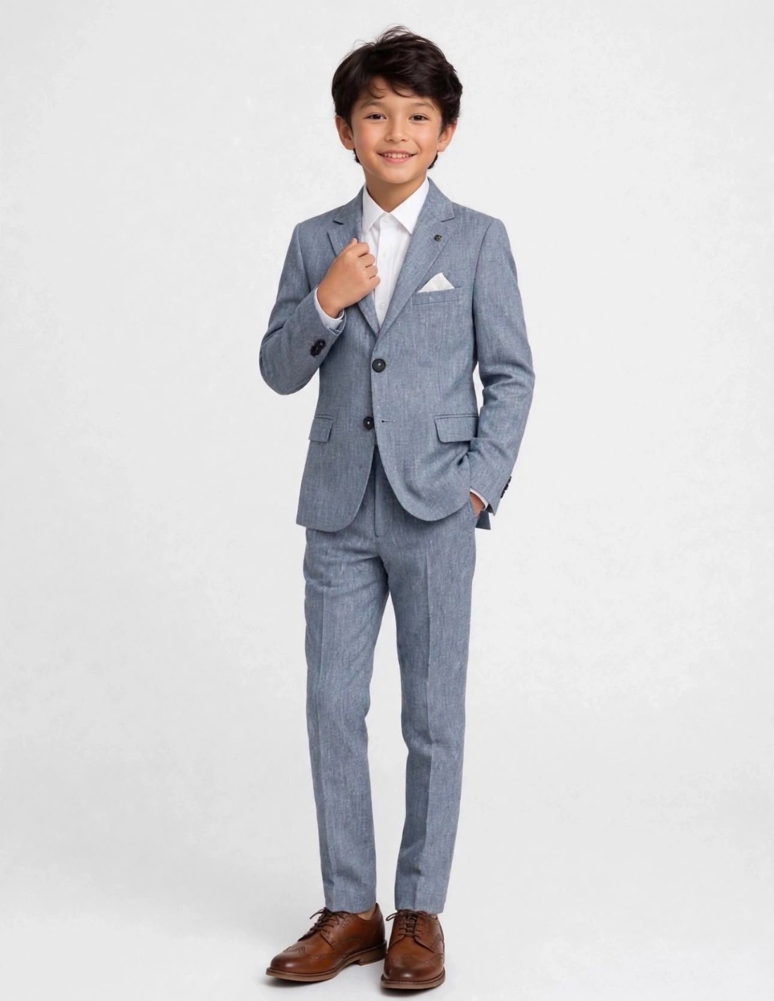 Costume Enfant en lin Bleu de Cérémonie