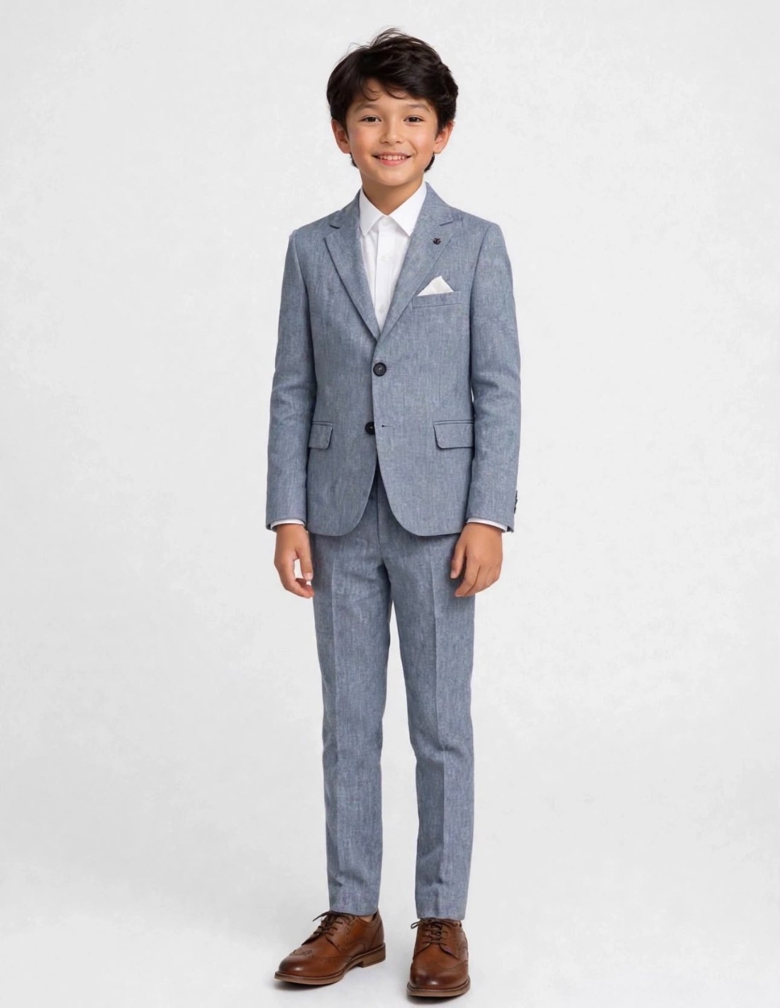 Costume Enfant en lin Bleu de Cérémonie 2