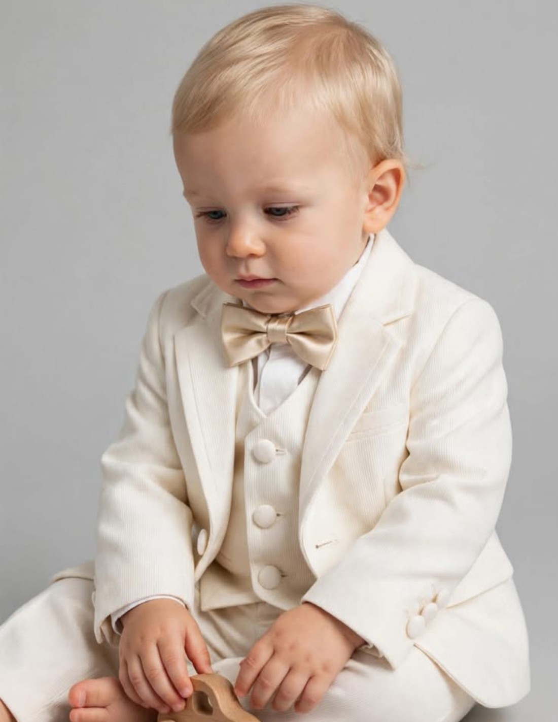 Tenue de Baptême pour Bébé Garçon Ivoire 2